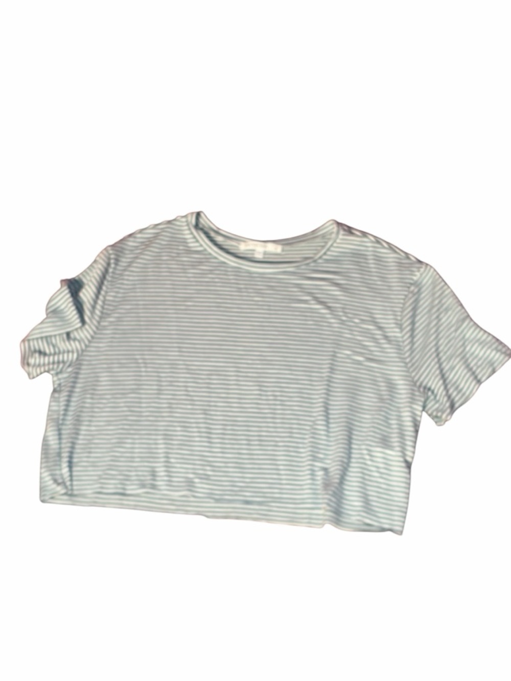 Antistar Striped Cropped Tee Small Light Blue White Short Sleeve